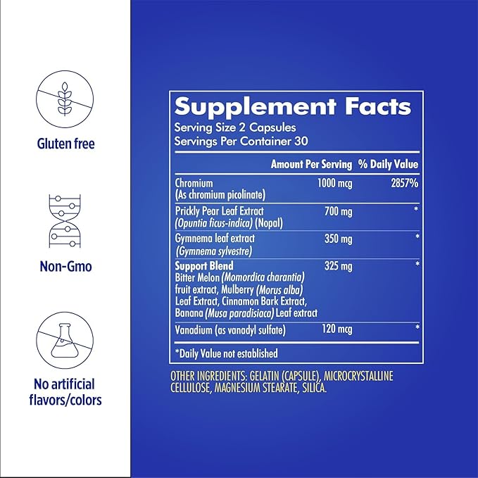 Santo Remedio Super Nopal, Exclusive Formula with Nopal, Gurmar (Gymnema Silvestre), Chromium Picolinate and Vanadyl Sulfate. 60 Capsules (30 Servings) (2)