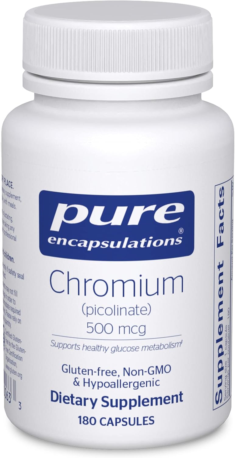 Pure Encapsulations Chromium (Picolinate) 500 mcg - for Lipid & Carbohydrate Metabolism* - Mineral Supplement - Superior Absorption Chromium Supplement - Vegan & Gluten Free - 180 Capsules