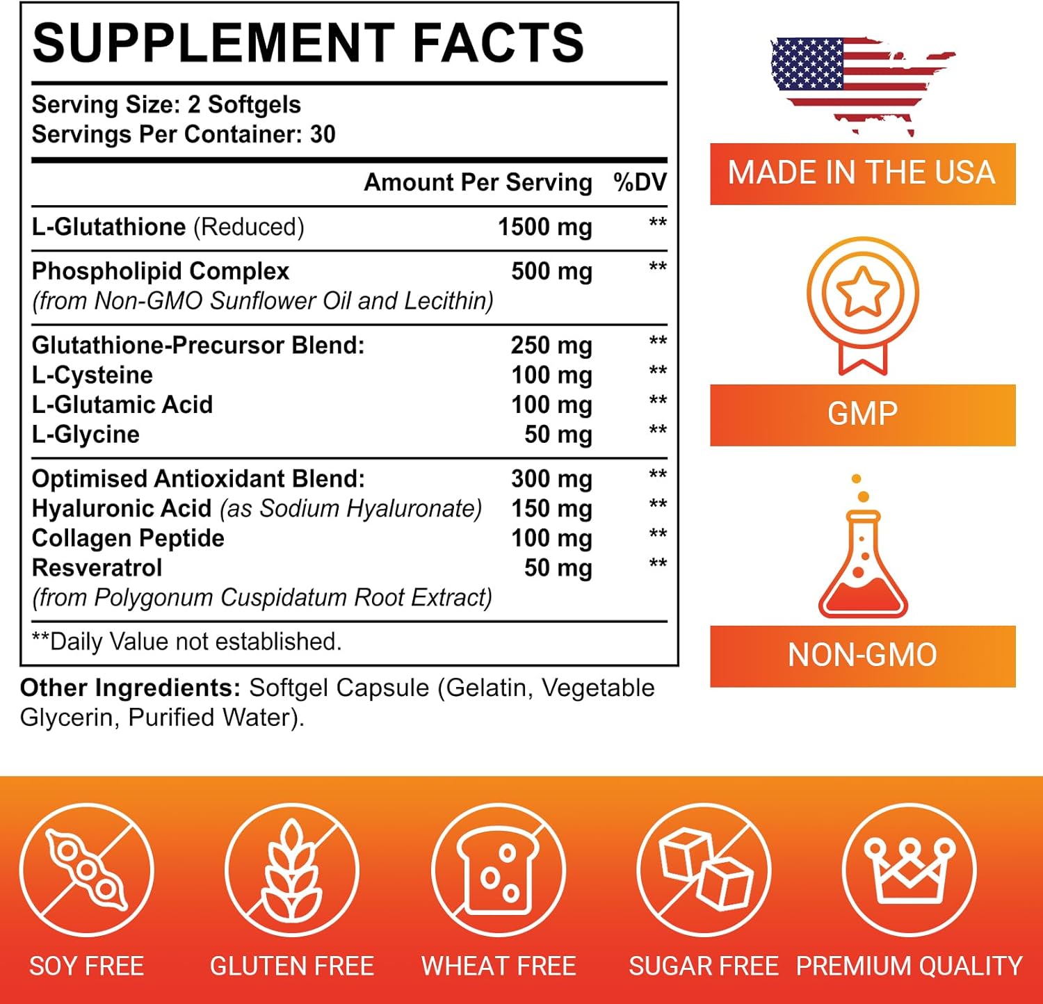 Liposomal Glutathione Softgels, Enhanced Absorption - Liposomal Delivery, Active Form L-Glutathione, Cellular, Immune Function & Liver Detox, Rich in Antioxidant Formula, Gluten Free, 120 Softgels