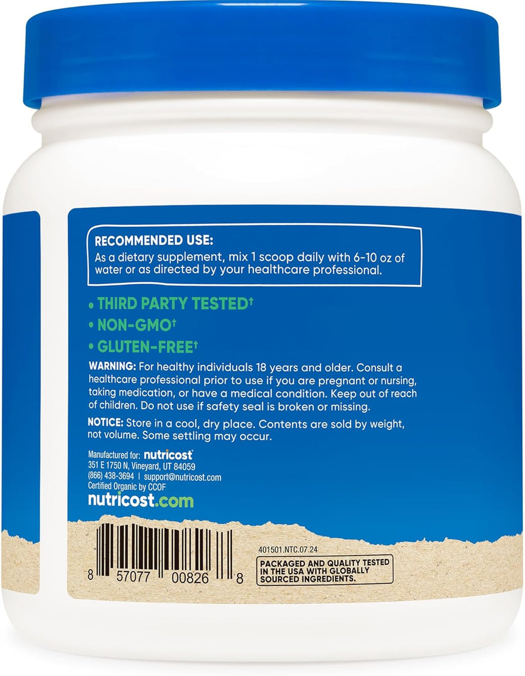 Nutricost Organic Chlorella Powder 16oz (1LB) - 3g Per Serving