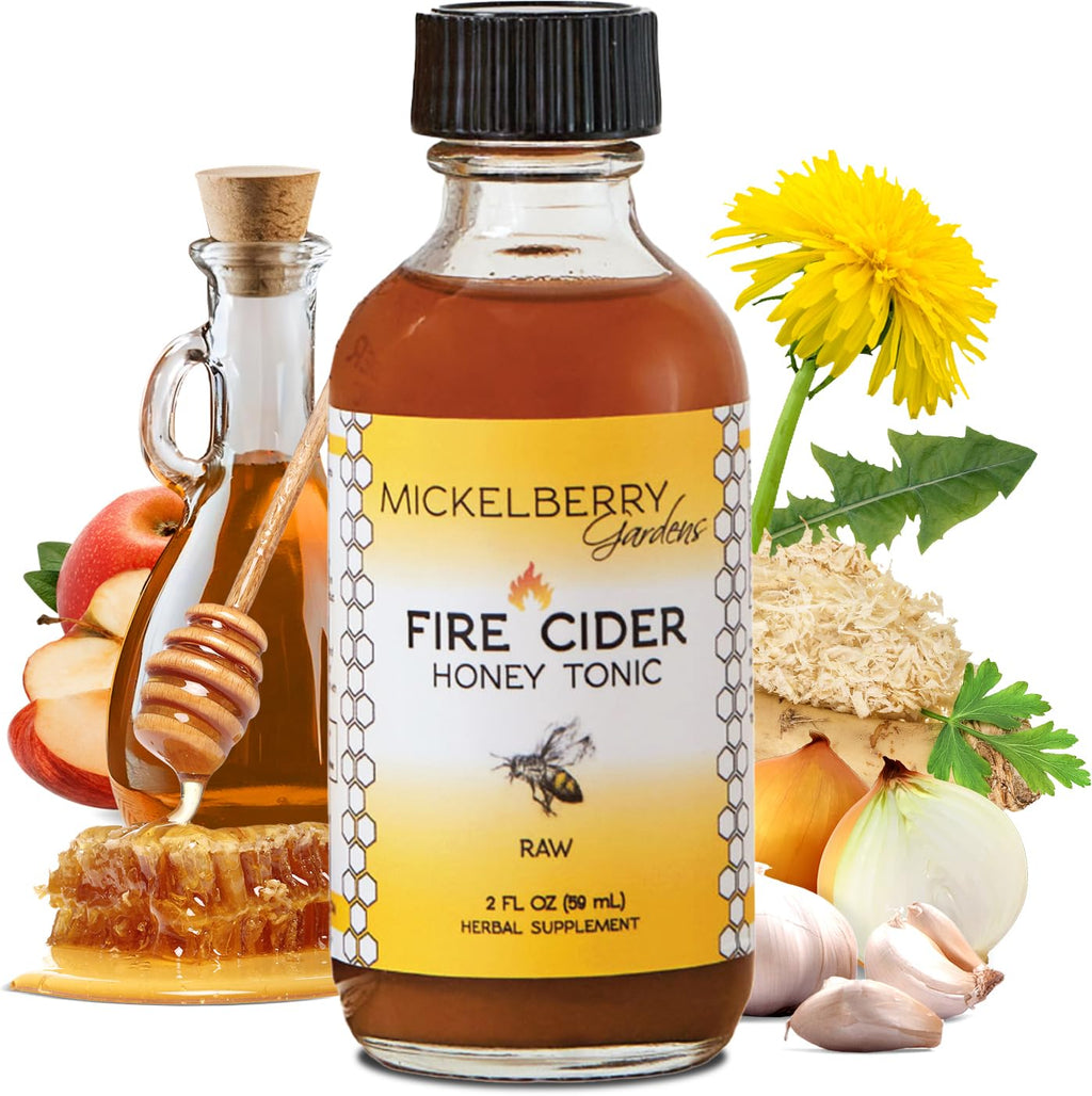 Fire Cider Apple Cider Vinegar Honey Tonic with Organic Turmeric Root, Ginger Root & Dandelion - Natural Digestive & Immune Support (2 Ounces)