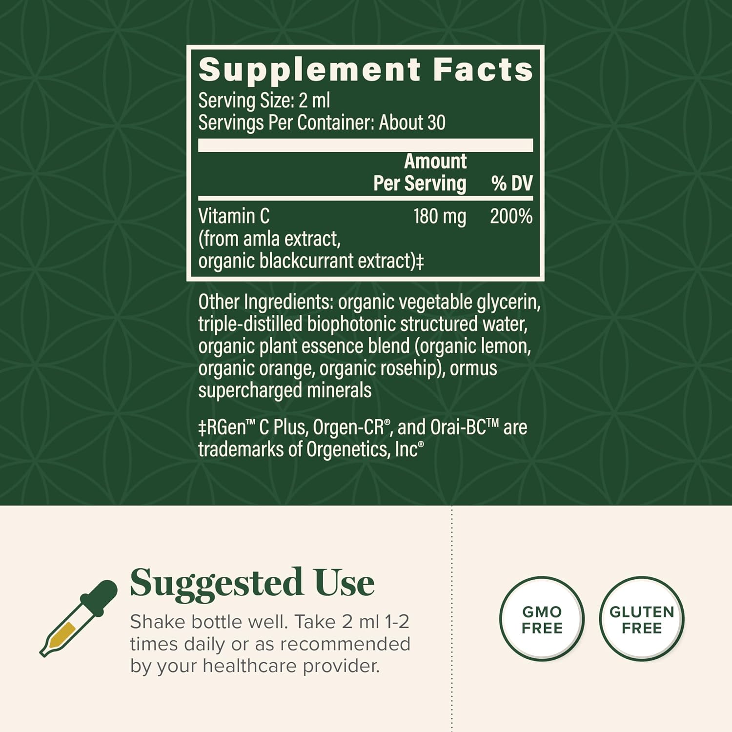 Global Healing Center USDA Organic Vitamin C Supplement Drops 180mg, Liquid Vitamin C Plant-Based Antioxidant Supplement, Supports Immune System - Vitamina C - Natural Energy for Men and Women (2 Oz)