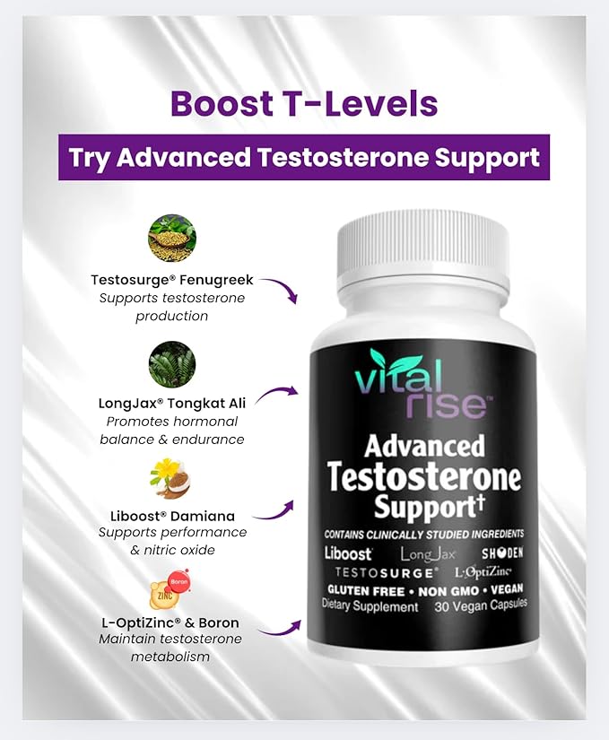 Testosterone Supplement for Men – Advanced Testosterone Booster with Fenugreek & Ashwagandha - Workout, Muscle Builder, Strength, Energy, Performance – Vegan, 30 Capsules