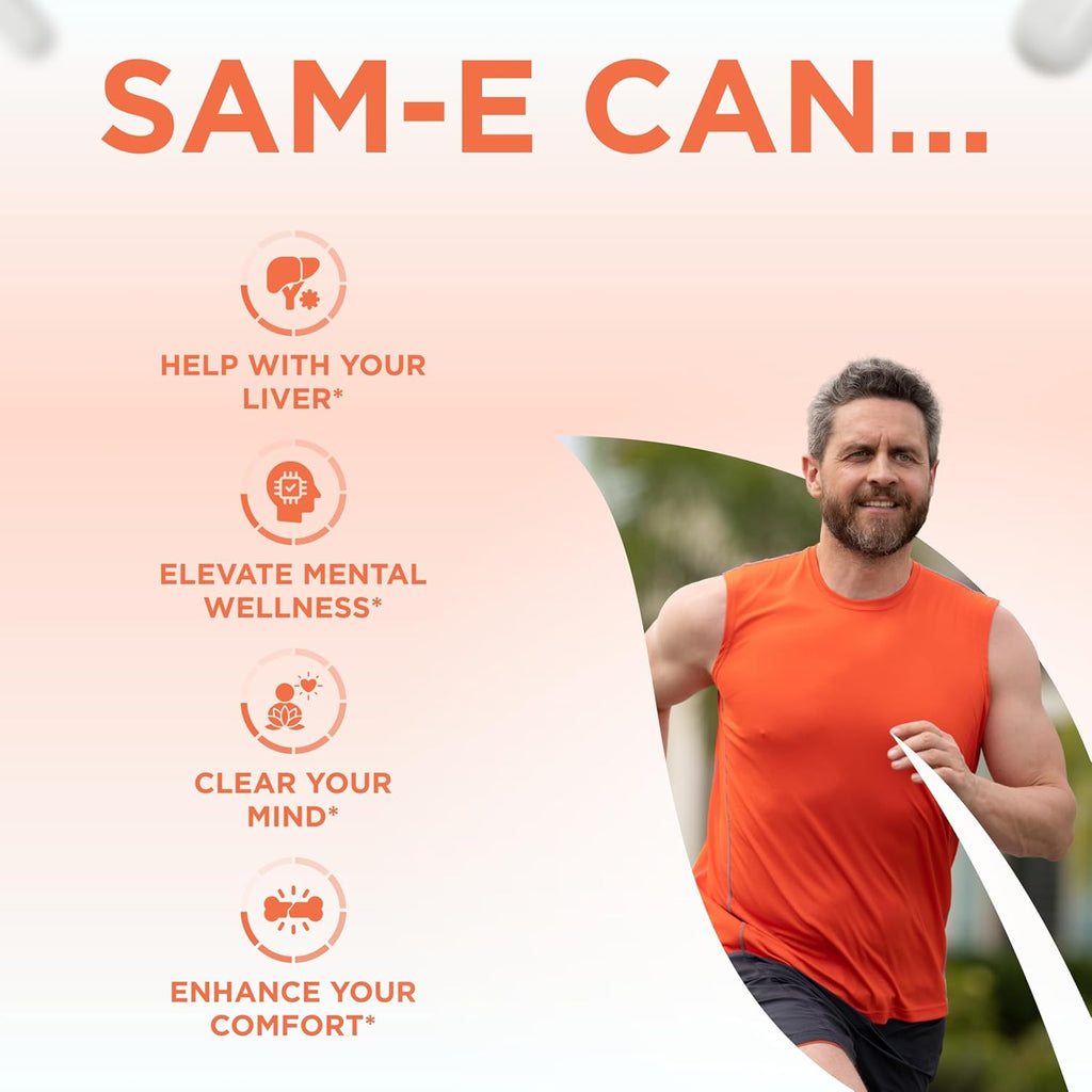 Bioactive SAM-e 500mg - High Strength SAM-e Supplement with Biologically Active S,S Form for Liver and Mood Support - Vegan Non-GMO Preservative Free - Made in The US (120 Servings)