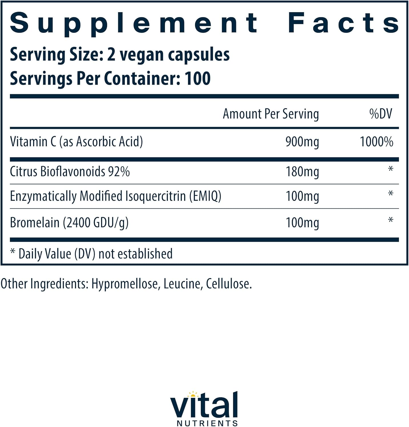 Vital Nutrients Aller-C | Vegan Respiratory and Sinus Function Support*| Isoquercitrin, Bromelain, Bioflavonoids, & Vitamin C | Gluten, Dairy, Soy Free Supplement | 200 Capsules