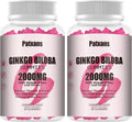 2 Packs 2000mg Ginkgo Biloba Gummies - Ginkgo Biloba Supplements for Brain Health Support, Improve Mood and Focus, Energy, Adult, Strawberry Flavor, 120 Count