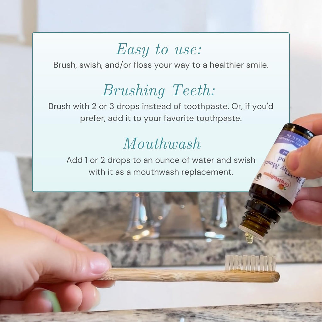 Healthy Mouth Blend Organic Tooth Oil, Flouride Free Made in The USA Toothpaste & Mouthwash Alternative, Natural Rinse for Healthy Teeth & Gums for Women, Men and Kids, Pack of 3