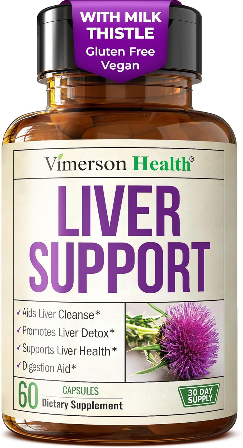 Liver Cleanse Detox & Repair Milk Thistle Supplement - 60 Capsules Herbal Liver Support - Choline, Artichoke Extract & Chicory. Dandelion Root Supplement to Promote Cellular Repair & Digestion - Vegan