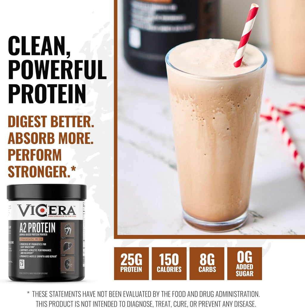 A2 Protein Powder, Chocolate Milk, 25 G Protein per Serving, Organic A2/A2 Whey Casein Blend with Probiotics and Celtic Sea Salt, Gluten Free Workout Supplement, Non GMO, 20 Servings, 27.4 Oz