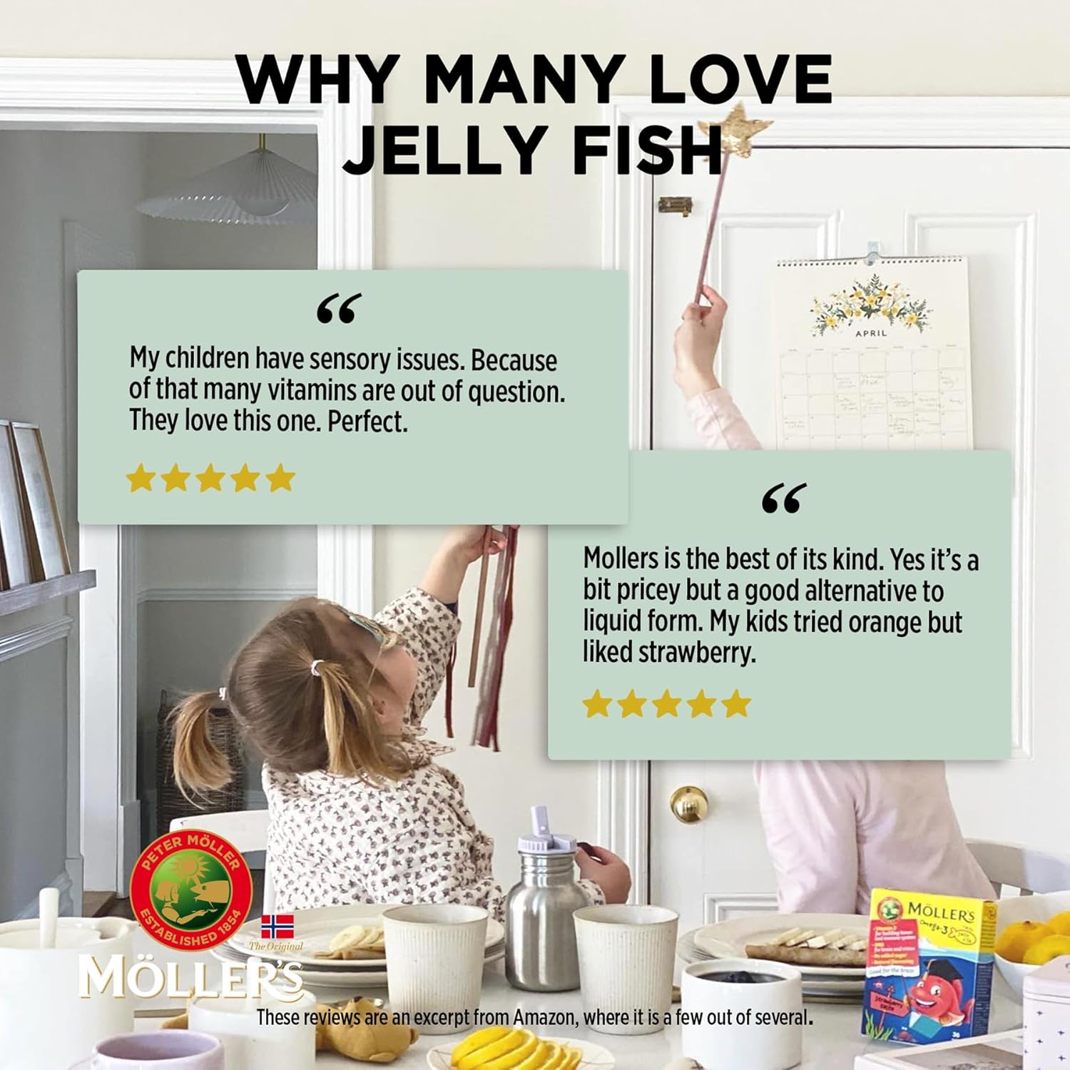 Moller’s ® | Omega 3 Capsules for Children | Natural Fish Oil Omega 3 Fish Oil for Kids | with DHA and EPA, No Gluten, Lactose or Added Sugar & Easy to Chew | Strawberry Flavor | 8 Pack - 288 Capsules