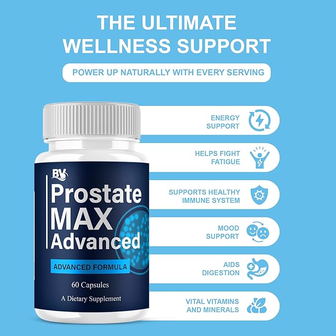 BLUE VIBE Prostate Max Advanced Capsules, Prostate Max Maximum Strength Prostate Support and Advanced Overall Health Multivitamin Supplement, ProstateMax Daily Support (2 Pack - 120 Capsules)