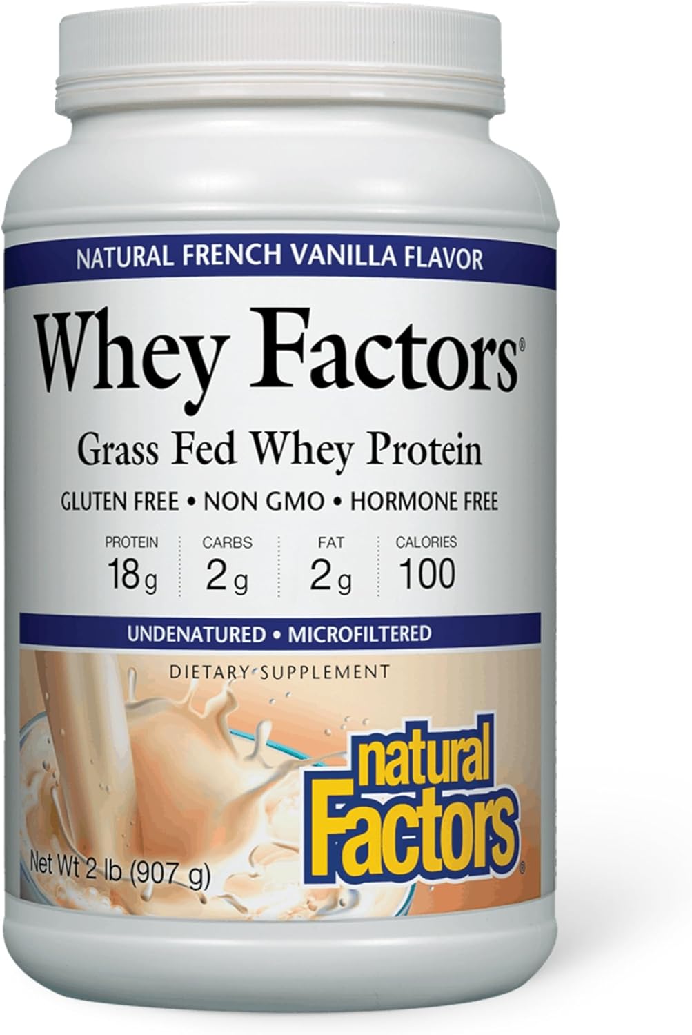 Natural Factors Whey Factors, French Vanilla, 2-Pound (Pack of 6)