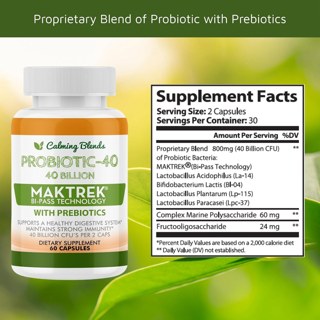 Probiotic, 40 Billion CFU, Bi-Pass Delivery System for Maximum Effectiveness, Shelf Stable, 60 Vegetable Capsules
