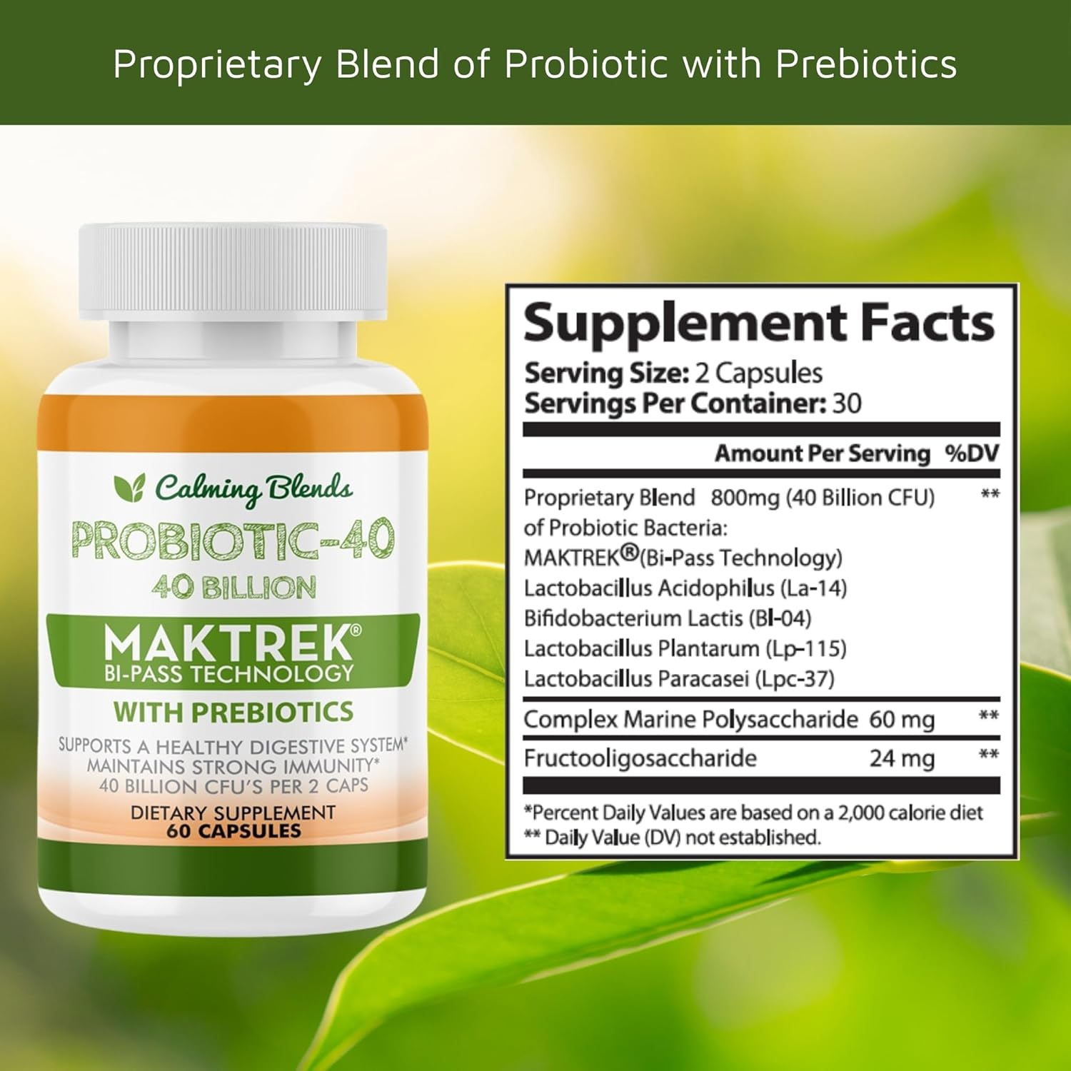 Probiotic, 40 Billion CFU, Bi-Pass Delivery System for Maximum Effectiveness, Shelf Stable, 60 Vegetable Capsules