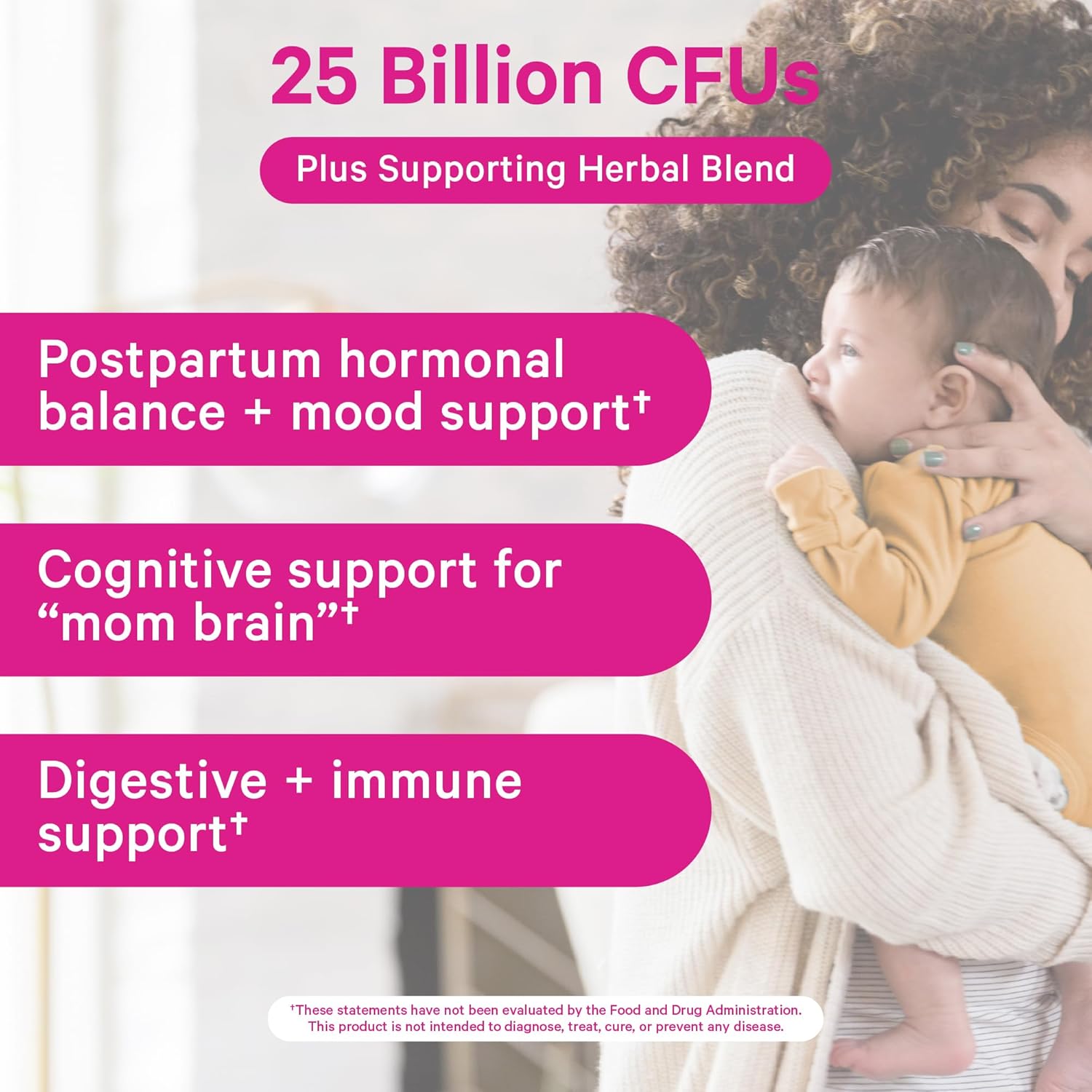 Pink Stork Probiotics for Postnatal Women - 30 Billion CFUS with Ashwagandha and Chamomile, Postpartum Essentials for Hormone Balance, Mood Support, Gut Health, Digestive Wellness, 30 Capsules