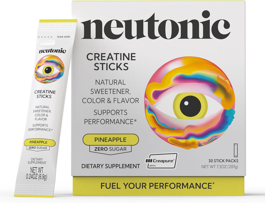 neutonic Creatine Monohydrate | Pineapple Flavored | Premium Micronized Creapure Creatine Powder | Supports Strength and Power | Zero Sugar, Vegan | Convenient Single-Serve Packets | 30 Sticks