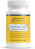 Researched Nutritionals TocoPure D&G - Vitamin E Tocotrienols - Antioxidants Supplement to Support Cellular, Lipid Metabolism & Heart Health - Gamm & Delta Tocotrienol Complex (60 Softgels)