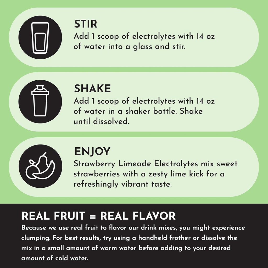 JUST INGREDIENTS Strawberry Limeade Electrolytes – 30 Serving Bag – Hydration Drink Mix with Essential Minerals – Remineralizing Formula – No Sugar Added – Supports Energy – Vegan, Non-GMO