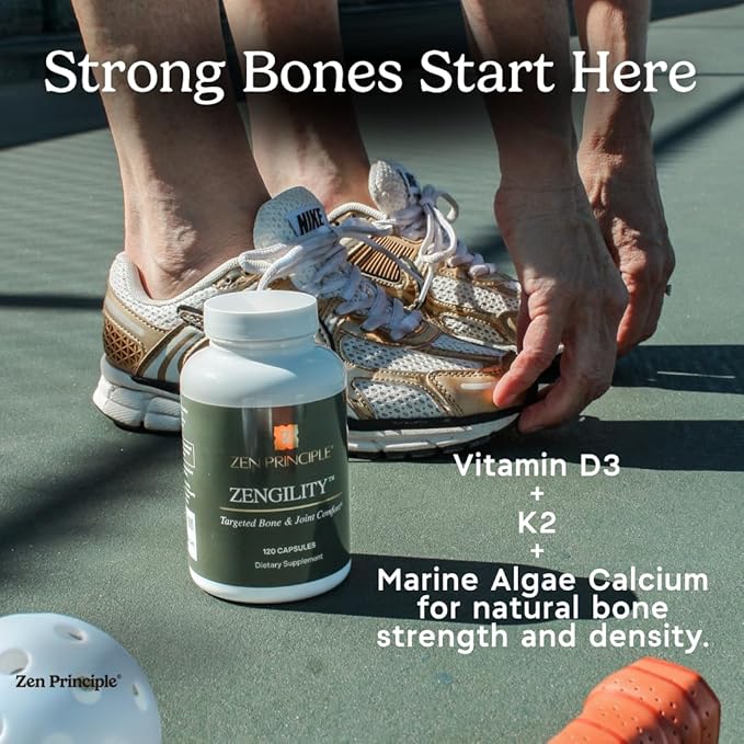 Zen Principle Zengility™ Joint Support & Bone Strength Supplement – Fast-Acting Relief with Glucosamine, MSM, Plant Calcium, Vitamin K2 & D3. Vegan Formula for Mobility, Flexibility & Comfort.