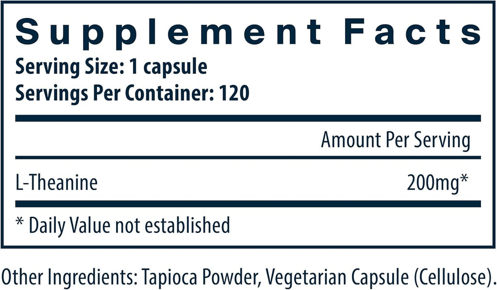 Vital Nutrients L-Theanine 200mg | Vegan Supplement | L Theanine Supplement Supports Normal Stress Levels and Cognitive Function* | Gluten, Dairy and Soy Free | 120 Capsules