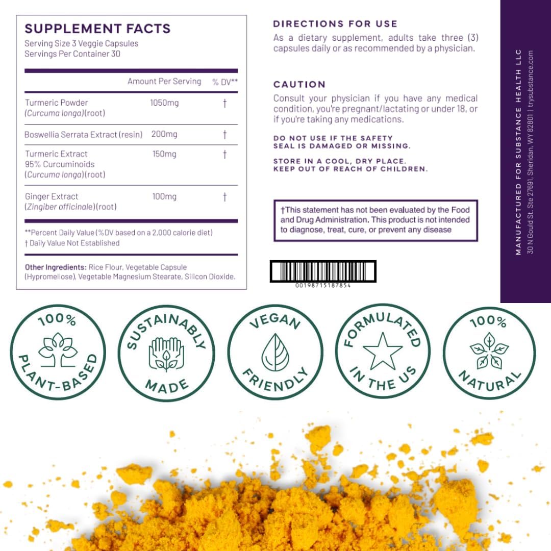 Nature’s Relief | Turmeric Supplement to Improve Body, Muscle & Joint Aches | Pure Turmeric Curcumin Supplement Organic, Boswellia & Ginger | Ease Discomfort & Increase Mobility | Non-GMO 30 Servings