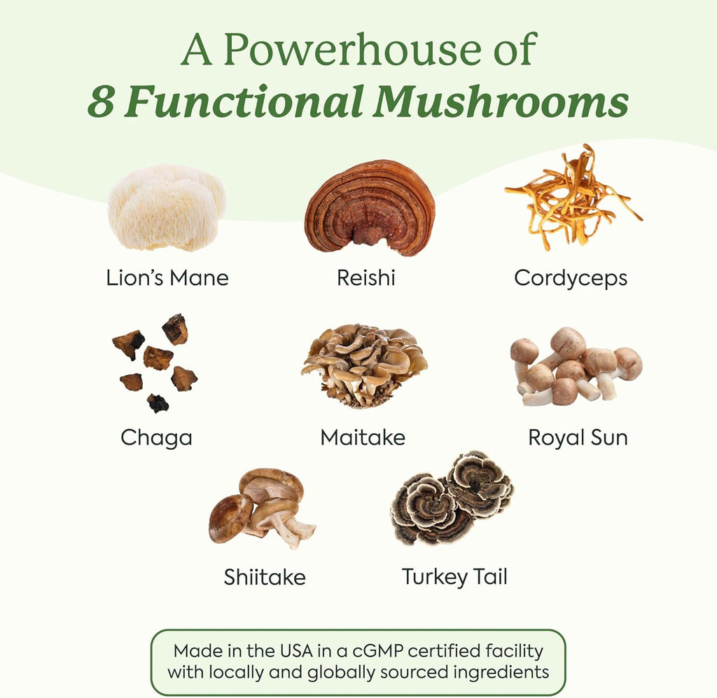 WonderDay Extra Strength Mushroom Gummies –Sugar Free Lion’s Mane, Cordyceps, Reishi & Chaga Supplement for Adults –Mood Boost, Energy, Focus, Immune Support & Gut Health –Vegan, Non-GMO (60 Count)