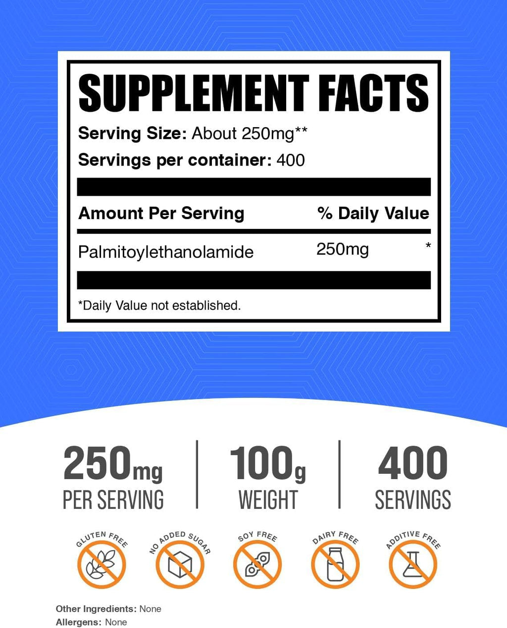 BulkSupplements.com Palmitoylethanolamide Powder - Pea Supplement, Palmitoylethanolamide 250mg - Immmune Support, Gluten Free, 250mg per Serving, 100g (3.5 oz) (Pack of 1)