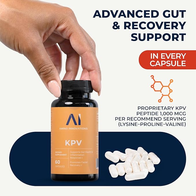 Amino Innovations KPV Peptide Supplement with Lysine–Proline–Valine for Immune Support, Gut Health, and Overall Wellness - Non-Stimulant, Hormone-Free Formula for Daily Use - 60 capsules (30 servings)
