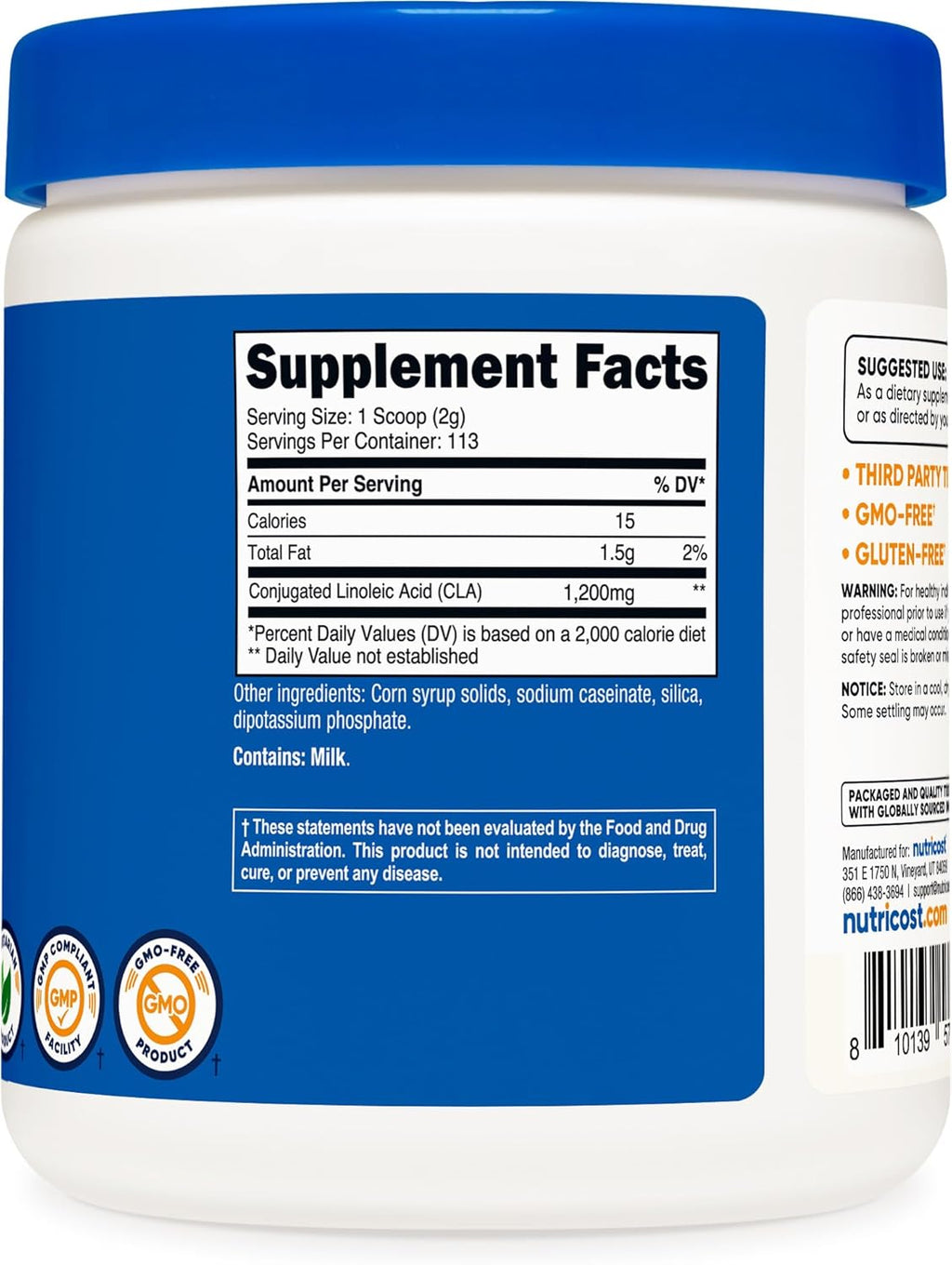 Nutricost CLA (Conjugated Linoleic Acid) 8oz (227g) Powder - Gluten Free, GMO Free CLA Supplement