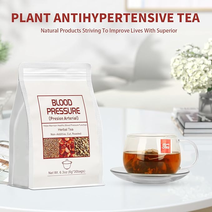 Blood Pressure Tea Bags，Heart Functional Tea，6g X 30 Bags 5.3 oz Natural Chinese Blend Herbal Tea, Gluten Free,Caffeine Free, Non-GMO