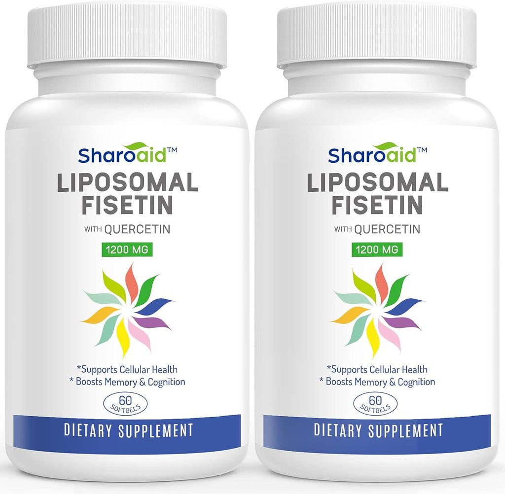 Liposomal Fisetin with Quercetin Supplements 1200 mg per Serving,High Absorption Polyphenols Antioxidants for Women,Men,Non-GMO,Gluten-Free,2 Bottle-120 Softgels