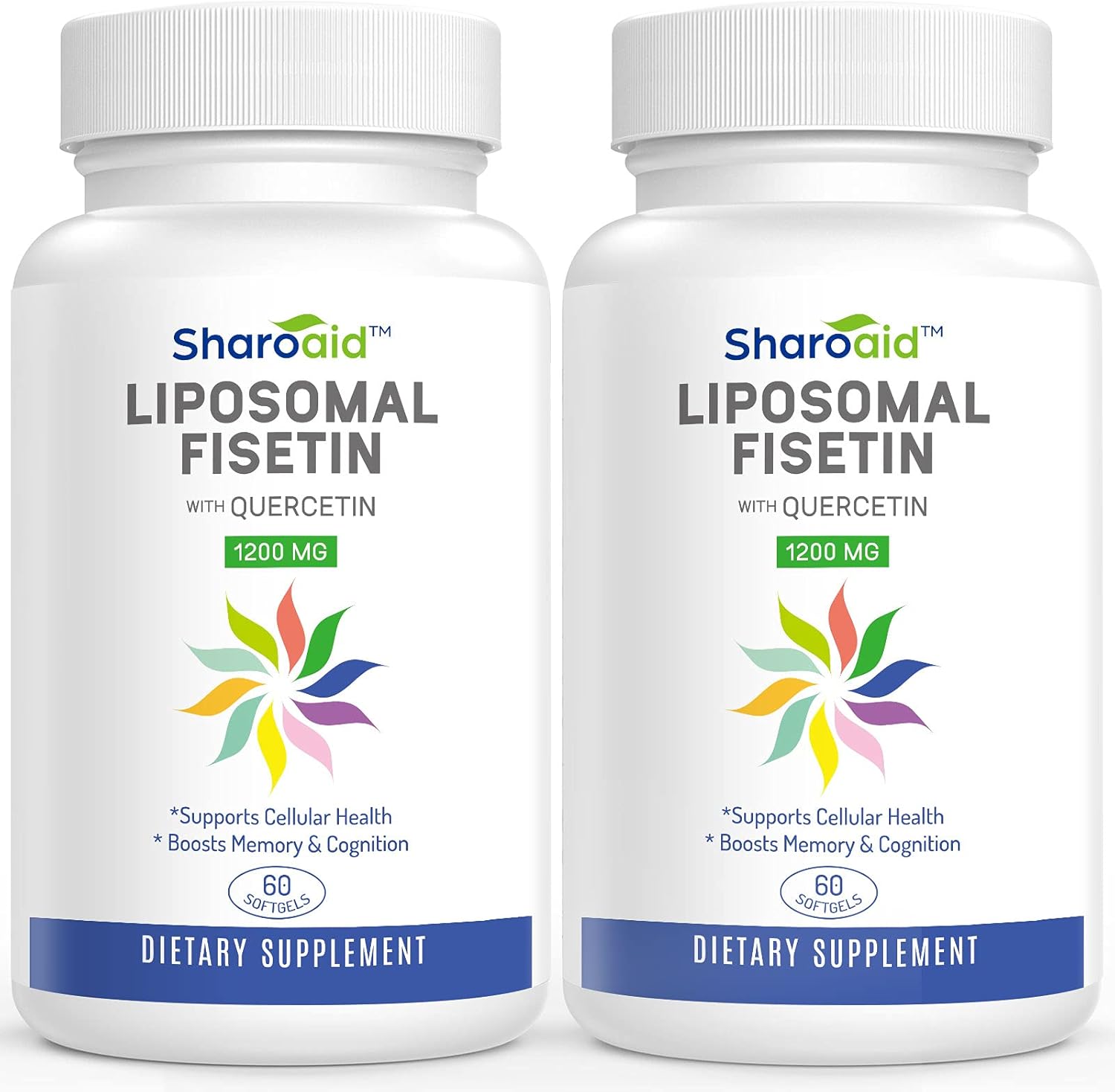 Liposomal Fisetin with Quercetin Supplements 1200 mg per Serving,High Absorption Polyphenols Antioxidants for Women,Men,Non-GMO,Gluten-Free,2 Bottle-120 Softgels
