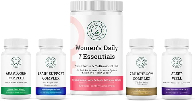 Women's Total Wellness Bundle - Daily Essentials, Cognitive & Immune Support, Sleep Well, and Stress Adaptation