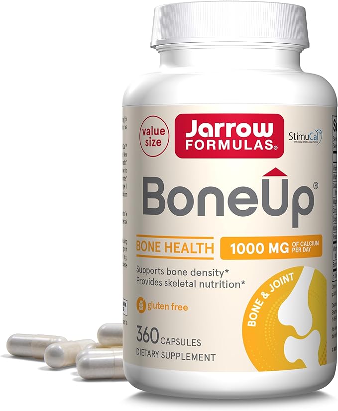 Jarrow Formulas BoneUp for Bone Density - Vitamin D3 and K2, Calcium Support, 360 Capsules, Promotes Skeletal Nutrition, Up to 60 Days Supply