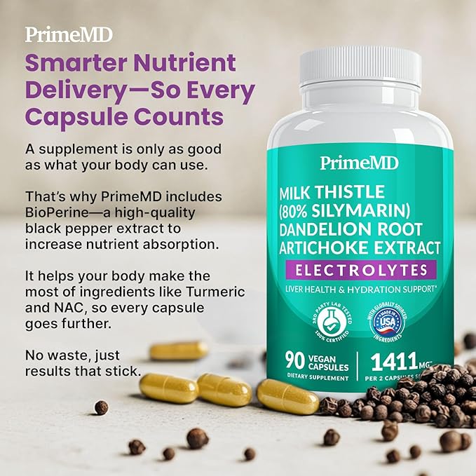 22-in-1 Liver Support Capsules – Supplement with Milk Thistle, NAC, Electrolytes & BioPerine Supplement – Smart Dose for Your Natural Filtration & Daily Hydration – 90 Vegan Capsules (Pack of 2)