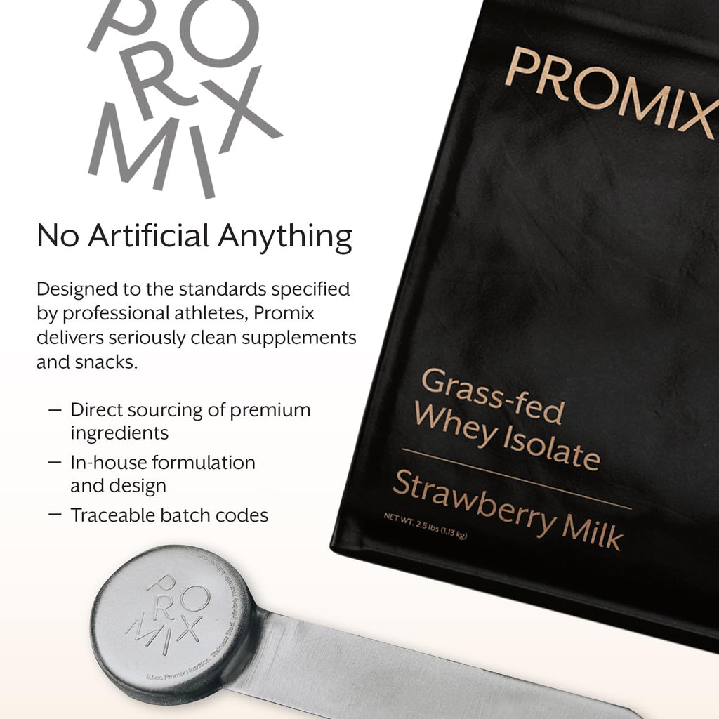 Promix Whey Protein Isolate Powder, 31g Grass Fed Whey Isolate, 6.6g BCAAs, Gluten Free, Keto Friendly, Strawberry Milk, 2.5lb