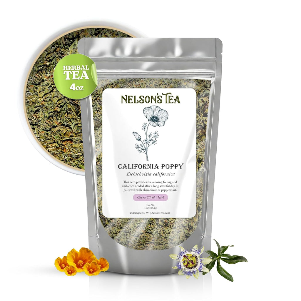 Nelson's Tea - California Poppy - Cut & Sifted - Loose Leaf - Herbal Tea - 4 Oz