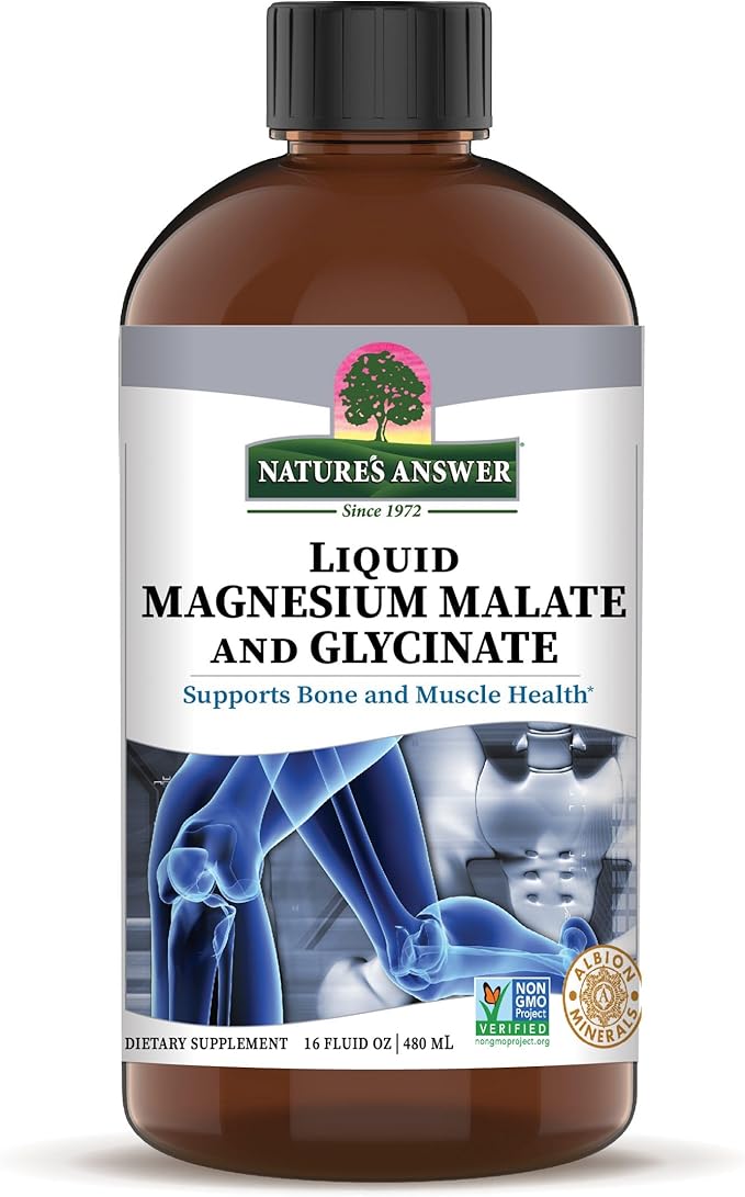 Nature's Answer Liquid Magnesium Malate and Glycinate | Supports Healthy Bone & Muscle Function | Promotes Healthy Cardiovascular Function | Gluten-Free & Vegan 16oz