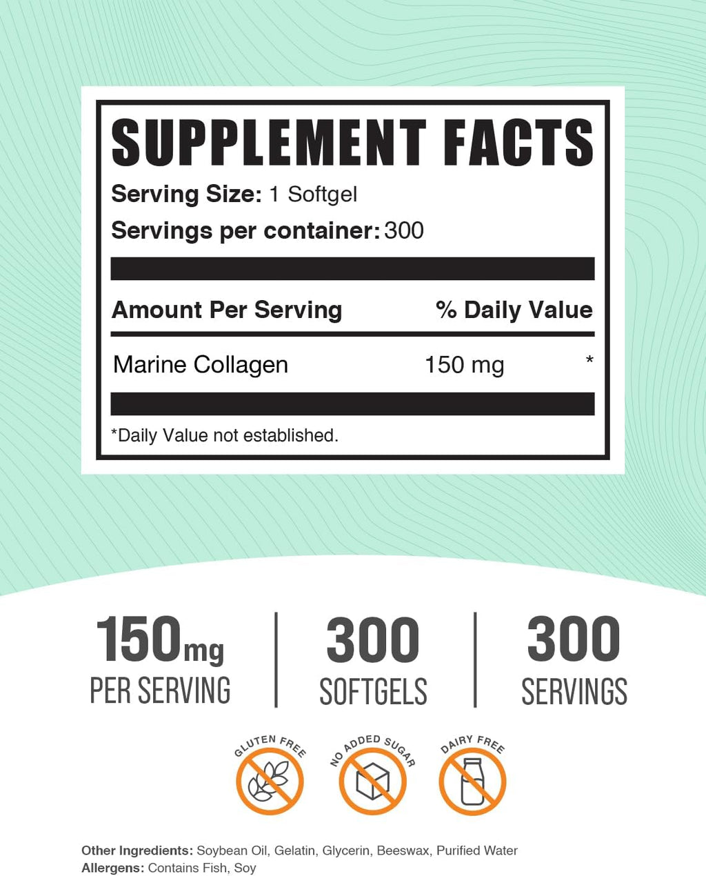 BulkSupplements.com Collagen Softgels - Collagen Peptides Capsules - Collagen Pills for Women - Collagen Peptides Pills - Marine Collagen - Collagen Supplements (300 Count - 300 Servings)