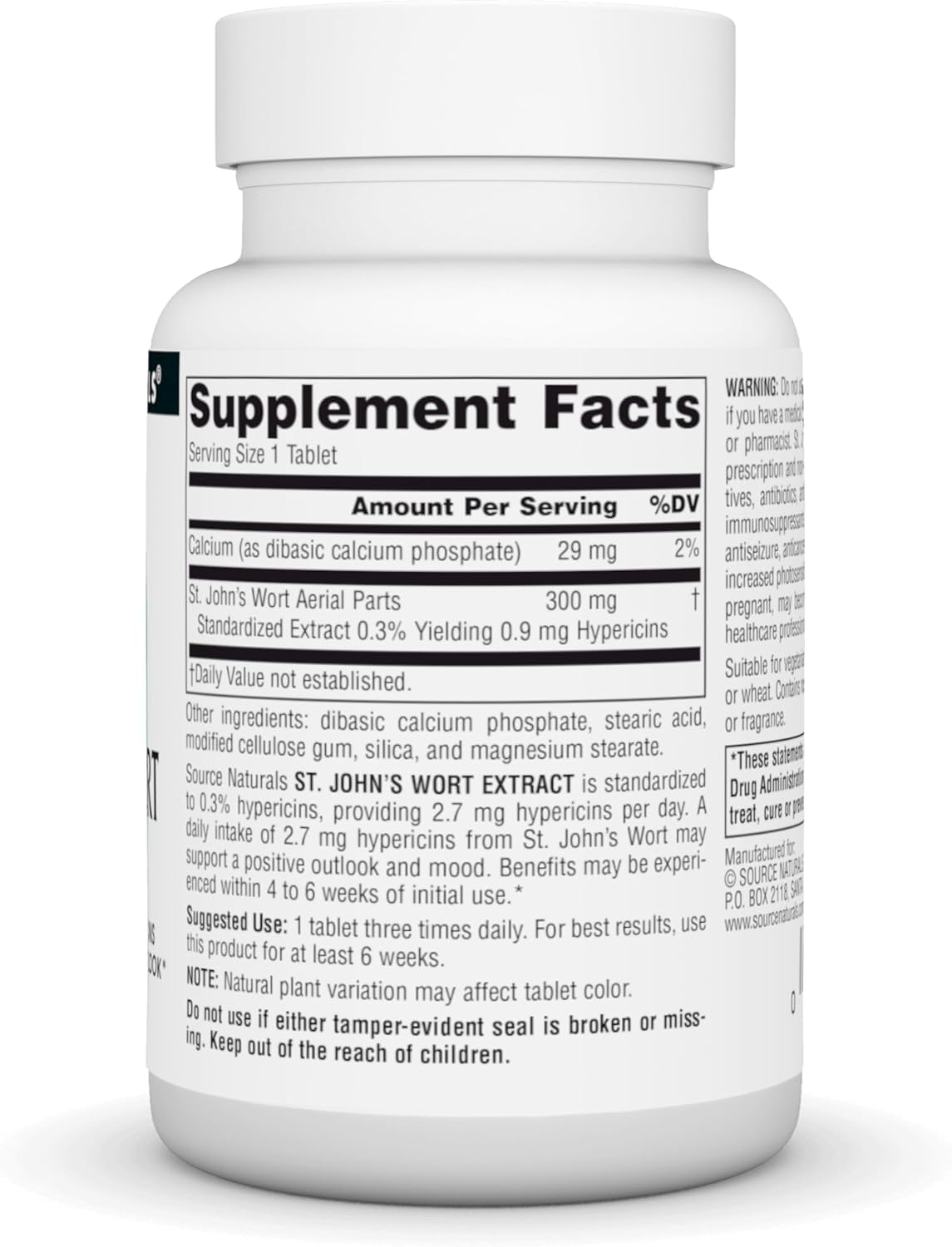 Source Naturals St. Johns Wort Extract 300 mg Supports a Positive Mental Outlook - 120 Tablets