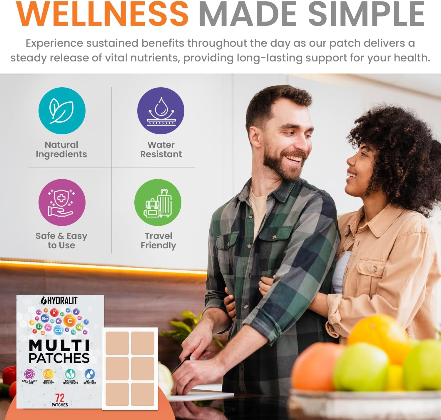 Multi Plus Topical Patch for Adults Men Women Essential Daily Healthy Patches Natural Boost Time-Released Formula All Day Nutrition Immune Support Skin Travel Friendly 72 Pack