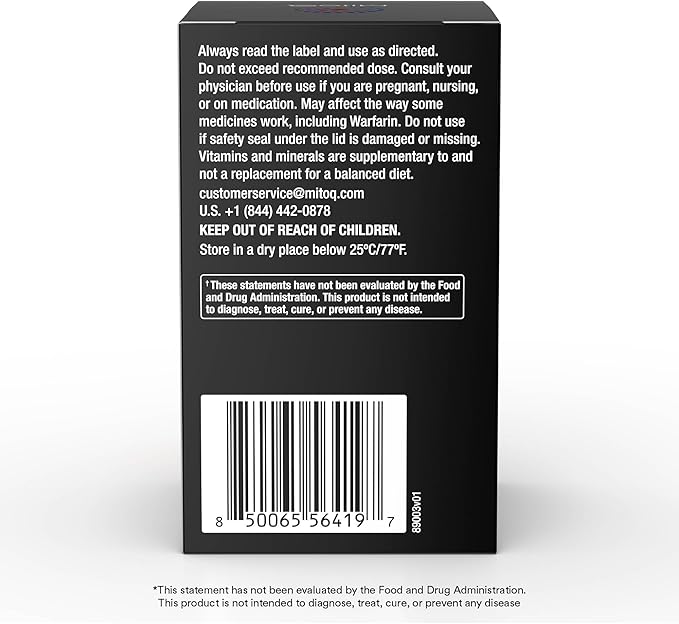 MitoQ NAD+ Dual Action Supplement | Niacin (Niacinamide), Nicotinamide Riboside (NR), Resveratrol & PQQ | Supports Cellular Energy | 60 Capsules