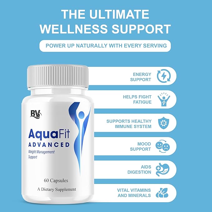 BLUE VIBE Aquafit Advanced Capsules, Aqua Fit Advanced Strength Overall Health & Wellness Support Supplement, Aquafit Official Premium All Natural Daily Health Support (1 Pack - 60 Capsules)