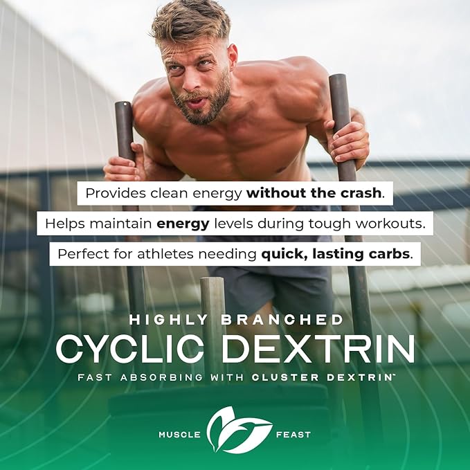 Muscle Feast Highly Branched Cyclic Dextrin Powder, Carbohydrate Powder Supplement, Pre-Workout, Intra Workout, Post-Workout Carbs - HBCD Supports Endurance, Energy, & Recovery - Unflavored, 5lbs