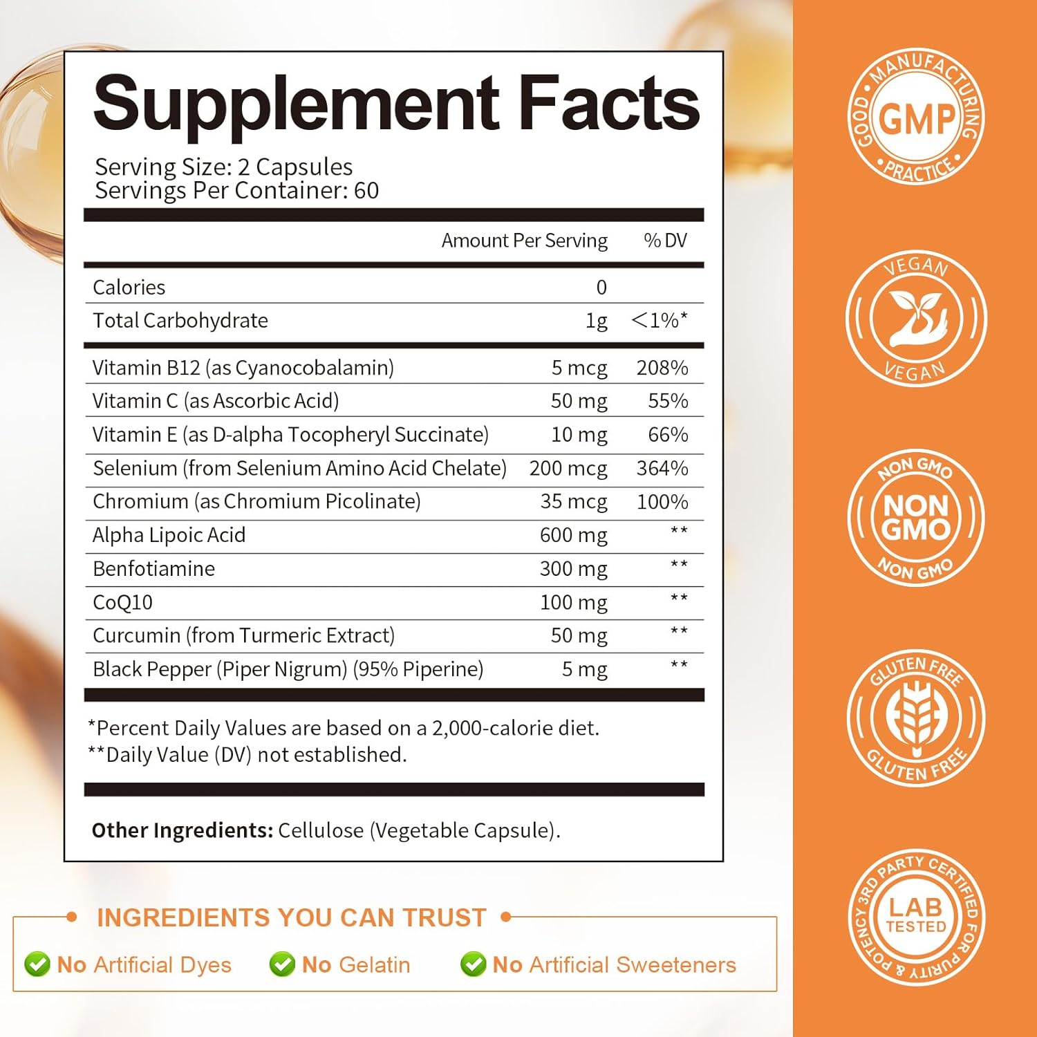 Alpha Lipoic Acid 600mg with Benfotiamine 300mg - ALA Supplement for Neuropathy Support Nerve Health & Antioxidant, Cell Energy, Metabolism and Anti-Aging, Non-GMO, Gluten Free, Vegan 120 Counts