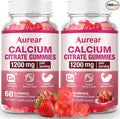 Calcium Citrate Gummies - Strawberry Flavor, 1200mg High Potency, Supports Bone, Muscle & Overall Wellness for Men, Women & Seniors, 60 Count Chewable Calcium Supplement (Pack of 2)