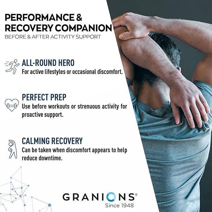 Granions Advanced Muscle Comfort - Natural Muscle Relaxer Pills Support with Quinine, Magnesium, Potassium, B Vitamins, Chamomile and CoQ10 for Immediate Muscle Relaxation and Comfort - 120 Tablets