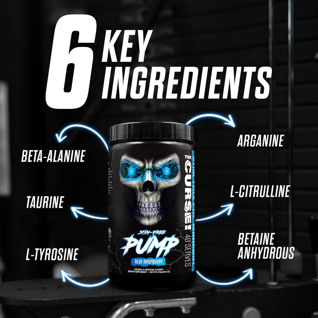 JNX SPORTS The Curse! Pump – Stim-Free Pre-Workout | Sour Candy 40 Serves | Caffeine-Free Pump Pre Workout, Non-Stim Nitric Oxide Preworkout for Men & Women