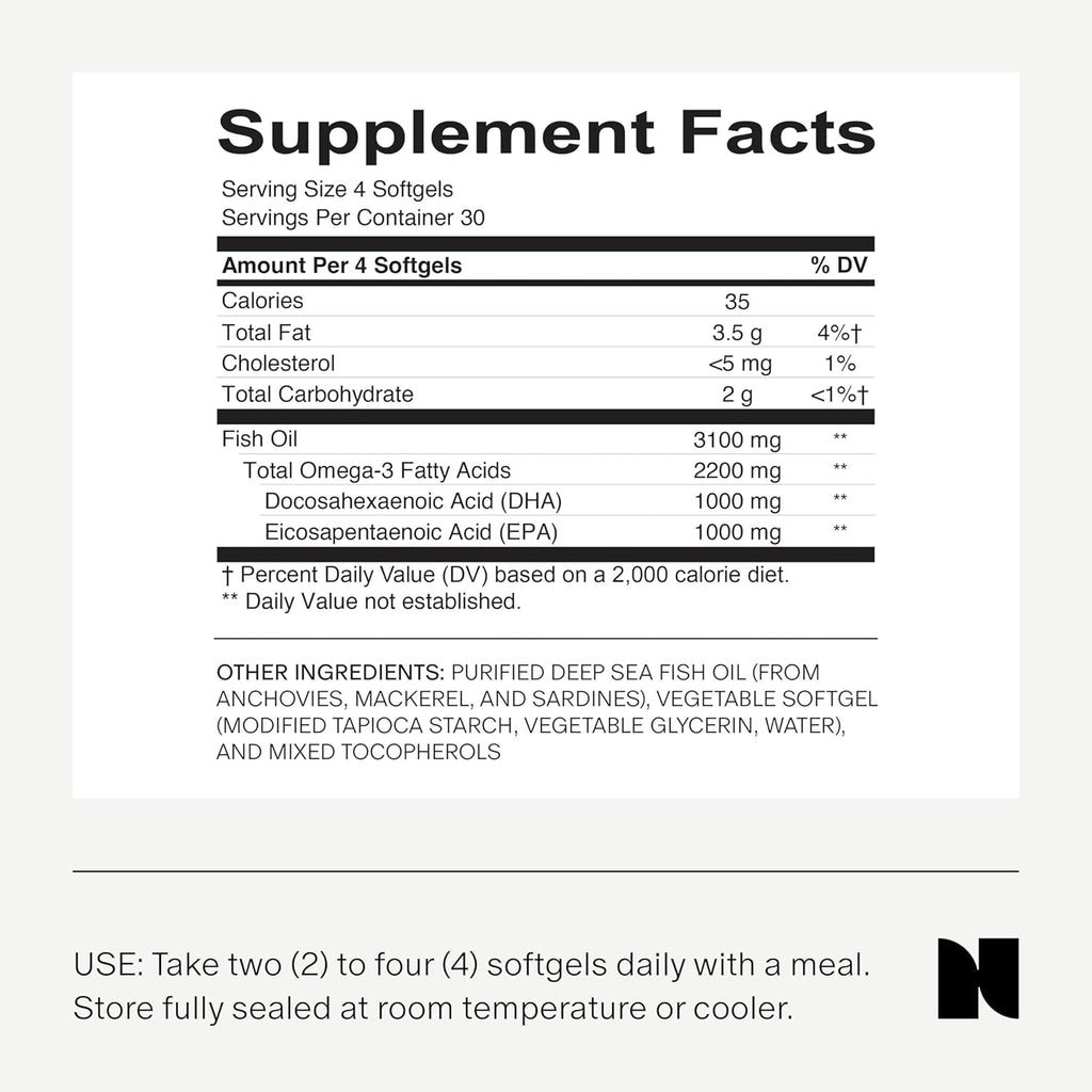 Needed. Prenatal Omega-3 - High Potency Dose of Sustainably Sourced Fish Oil, 1000mg DHA, 1000mg EPA, Encased in a Gelatin-Free, Plant-Based Softgel Shell