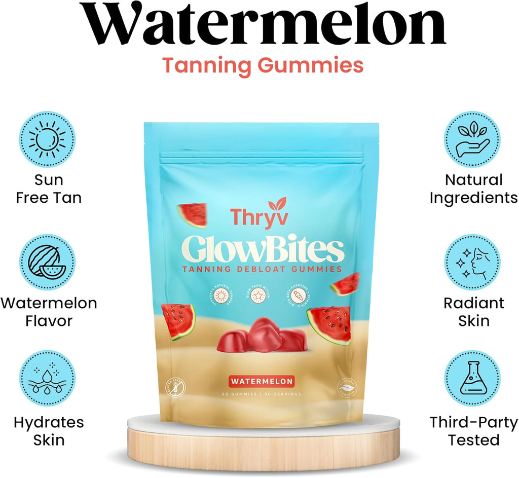 Glowbites - Tanning Gummies for Women - Self Tan Supplement - Tanning Pill Alternative - Fast Acting & Debloating Melanin Supplement with Beta Carotene, Astaxanthin, Niacinamide - Glow Up Skin